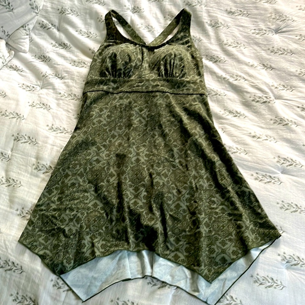 QVC D&Co. Beach Green Tile Print Swim Dress